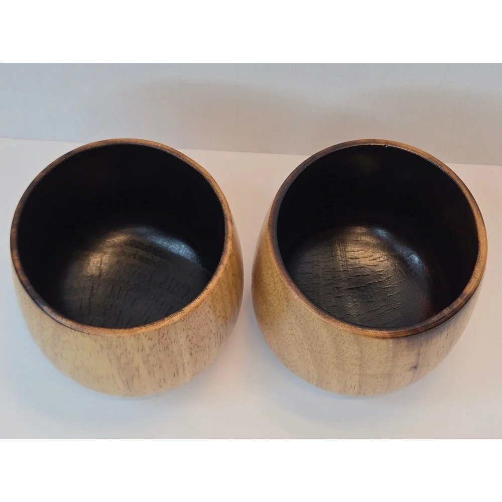 Oaksip Wooden Whiskey‎ Tumbler Set of 2 Handcrafted Natural Grain Charred